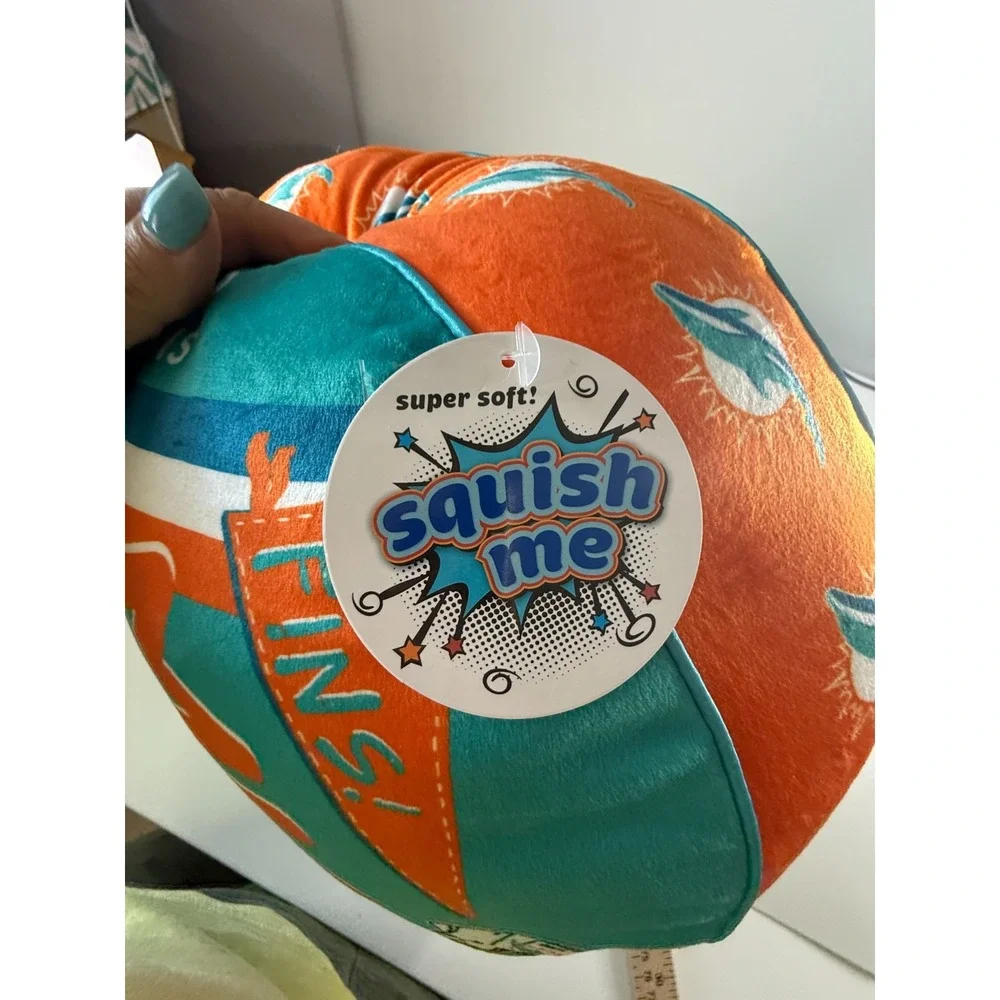 NFL Miami Dolphins Squish Me Plush Round Decorative Pillow NEW 13 inch